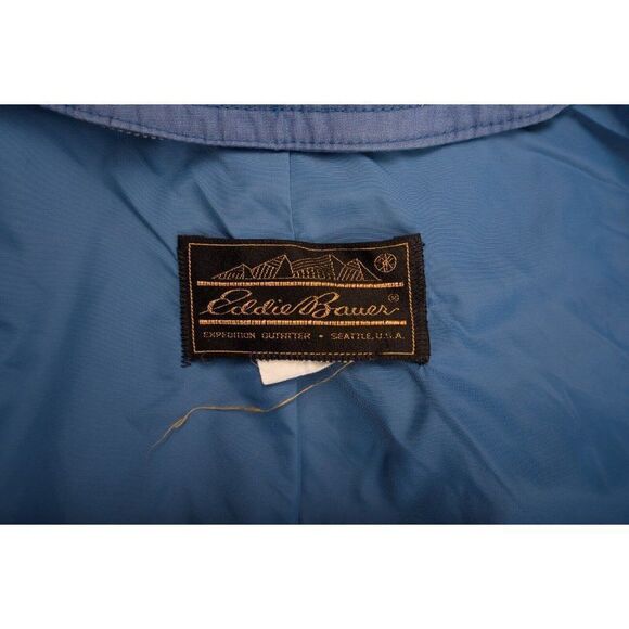 Vintage 80s Eddie Bauer Womens Raincoat Coat L XL Blue Puffer Zip Out Lining - Picture 6 of 7